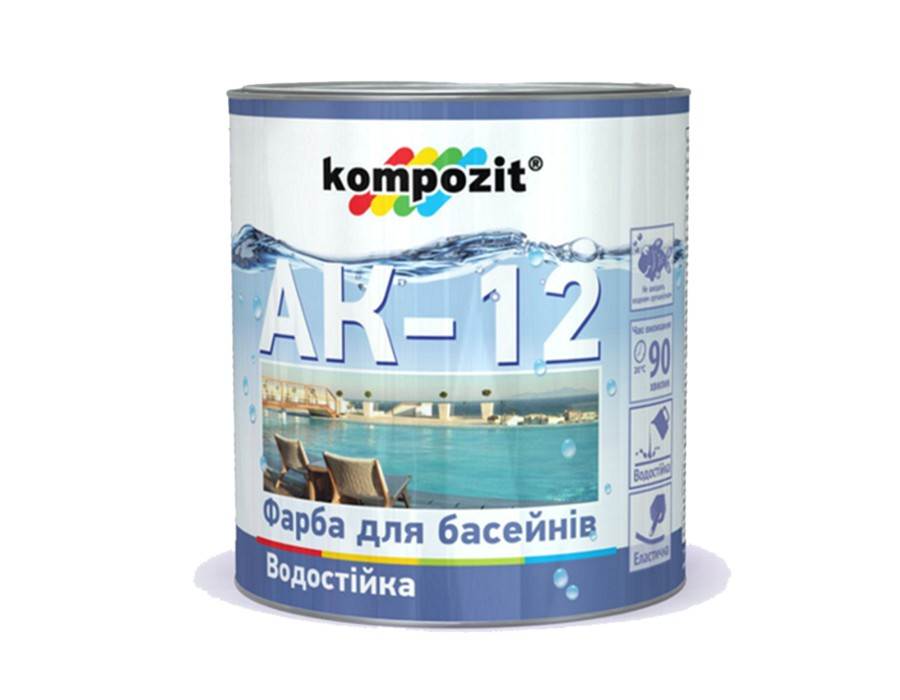 Фарба для басейнів Kompozit АК-12 2.8 кг блакитна