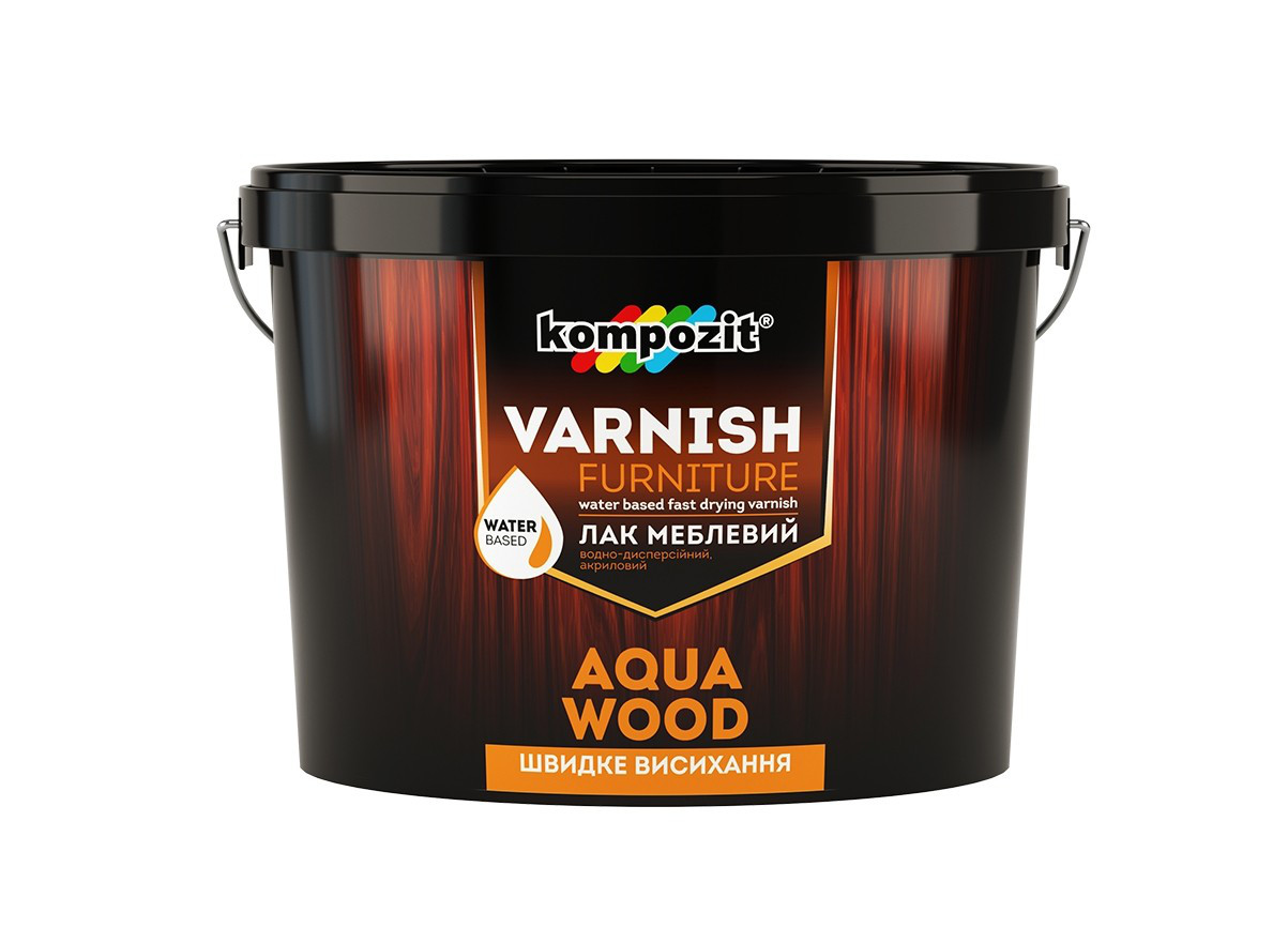 Лак мебельный Kompozit AQUA WOOD 2.5 л Шелковисто-матовый, Kompozit