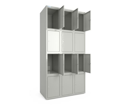 Шафа металева фарбована осередкова Меткас 300/3-12, секція 300 мм, 3 секції, 12 дверцят